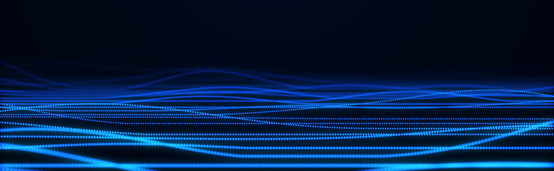 Aufkleber - Abstract blue background of points. Falling cyber particles. Big data stream. 3d rendering
