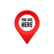 You are here. Map pointer icon. GPS location symbol. Flat design style.