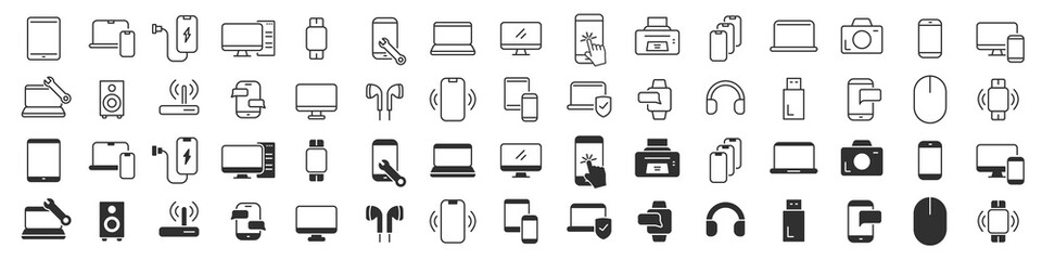 Canvas Print - Electronics and devices icons collection in two different styles
