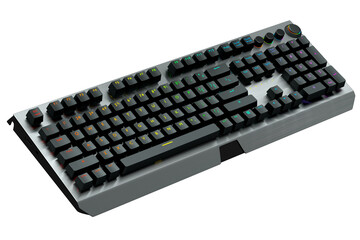 Poster - Black computer keyboard with rgb colors isolated on white background.