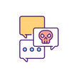 Detecting and blocking rude comments RGB color icon. Social media management. Removing offensive material. Dealing with hate speech on Internet. Online moderation. Isolated vector illustration