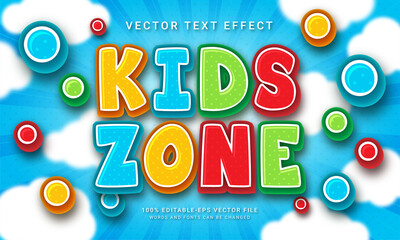 Kids zone 3d text style effect themed happy kid