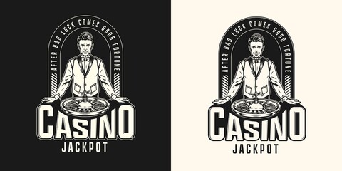 Wall Mural - Casino vintage monochrome badge