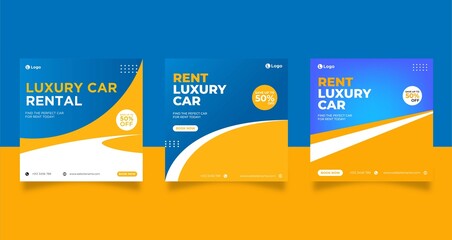 Rent car for social media banner post template