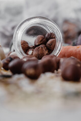 Canvas Print - Vertical shot of various ingredients on a cutting board