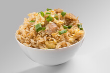 Peruvian Chifa, A Fusion Of Chinese Cuisine With Peruvian Ingredients: Chaufa, Fried Rice With Chicken And Pork
