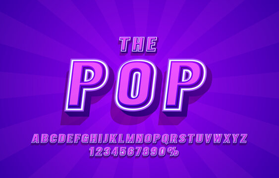 Pop Retro font set collection, letters and numbers symbol. Vector