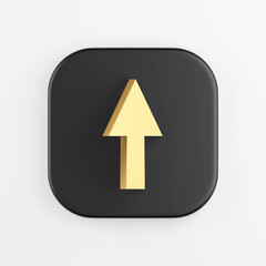 Poster - Up arrow gold icon. 3D rendering of black square key button, interface ui ux element.