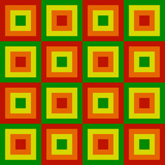 Poster - Red, orange, yellow and green tiles pattern. Same tile in vector.