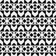 Poster - Black simple pixel ornament. Vector seamless pattern. White background.