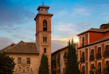 Wall Mural - Spain, Granada streets and Spanish architecture in a scenic historic city center.