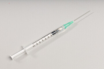 Wall Mural - close-up of a syringe pulled up with a vaccination serum