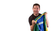 Happy Brazilian man with Brazilian flag
