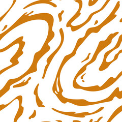 Poster - Vector Seamless Pattern with Flowing Caramel on White Background. Abstract Sweet Texture. Creative Food Bg for Packaging Design and Advertisement