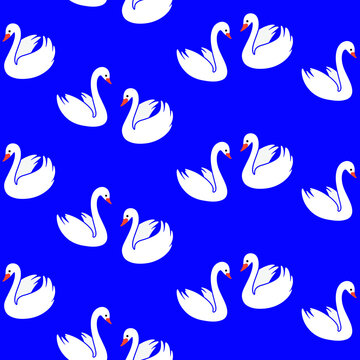 Seamless trendy pattern with swan. Childish print for nursery, kids apparel, poster, postcard, pattern.