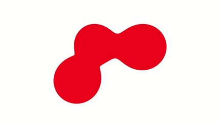 Poster - Three volumetric red spheres uniting with each other on a white background. 3d rendering animation.