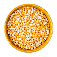 raw maize (corn) seeds in round bowl cutout