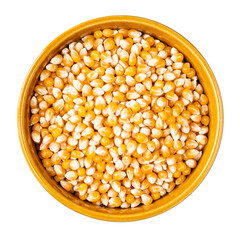 Wall Mural - raw maize (corn) seeds in round bowl cutout