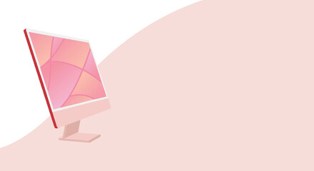 Modern Desktop Screen, Computer Monitor, Website Banner, Computer Background, Computer Banner, Announcement Background, Pink Computer Vector Illustration Background