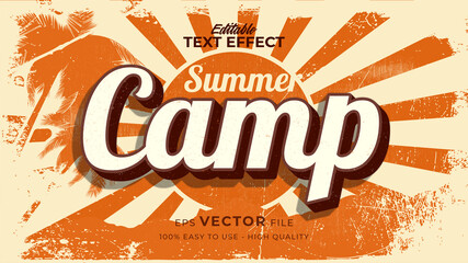 Aufkleber - Editable text style effect - retro summer camp text in grunge style theme