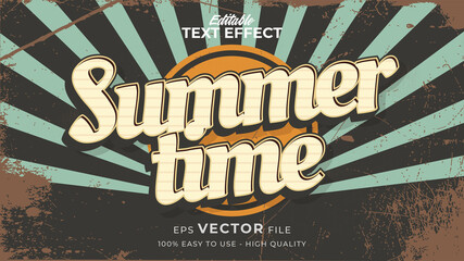 Wall Mural - Editable text style effect - retro summer text in grunge style theme