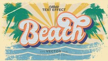 Editable Text Style Effect - Retro Summer Beach Text In Grunge Style Theme