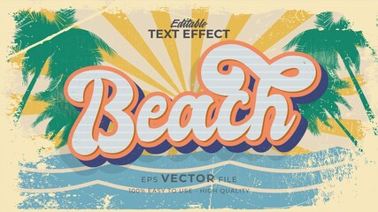 Wall Mural - Editable text style effect - retro summer beach text in grunge style theme