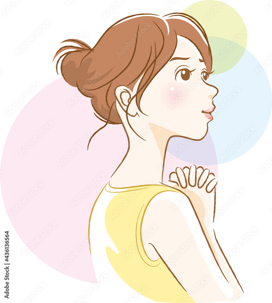 Fototapeta Kuchenna 願い事をしている女性の横顔のイメージイラスト Kobieta Profil Skincare Fototapety Foteks Fototapeta Kuchenna 願い事をしている女性の横顔のイメージイラスト Kobieta Profil Skincare Fototapety Foteks