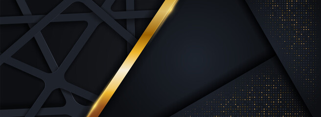 Abstract Dark Background with Geometric Shape and Golden Element Combination.