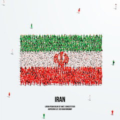 Wall Mural - Iran Flag. A large group of people form to create the shape of the Iranian flag. Vector Illustration.