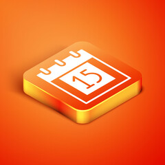 Poster - Isometric Happy Independence day India icon isolated on orange background. Flyer design for 15th August. Vector