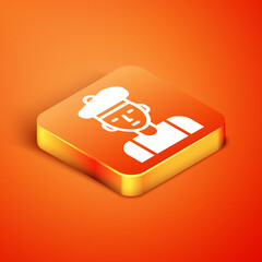 Sticker - Isometric French man icon isolated on orange background. Vector