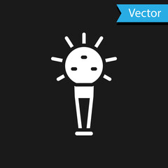 White Mace, symbol of ukrainian national power icon isolated on black background. Traditional weapons. Mace of Ukrainian Hetman. Vector