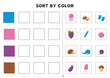 © Milya Shaykh - Sort by color. Educational game for learning primary colors.