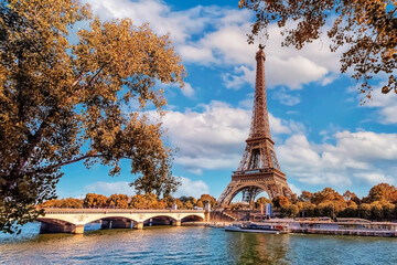 Fototapete - Eiffel tower in Paris city