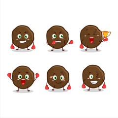 Sticker - A sporty chocolate cookies boxing athlete cartoon mascot design