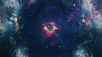 Sticker - Eye in cosmic fractal. Spiritual composition