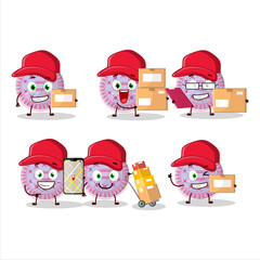 Sticker - Cartoon character design of strawberry biscuit working as a courier