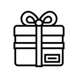Fototapeta  - gift box with ribbon bow line icon vector. gift box with ribbon bow sign. isolated contour symbol black illustration