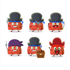 Poster - Cartoon character of watermelon ice cream scoops with various pirates emoticons