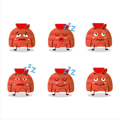 Wall Mural - Cartoon character of watermelon ice cream scoops with sleepy expression