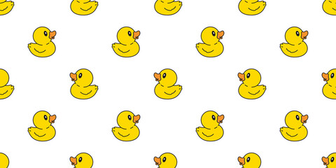 Wall Mural - duck seamless pattern rubber duck bathroom shower toy chicken bird vector pet scarf isolated cartoon animal tile wallpaper repeat background illustration doodle design