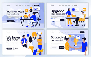Leinwandbilder - Flat Modern design of Landing page template - Business 2 set