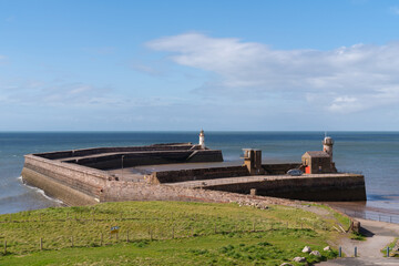 Canvas Print - Whitehaven Cumbria England UK The West Pier Lighthouse and harbour wall