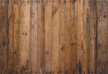 Old Wood Background Texture. Vintage Weathered Rough Planks With Rusty Nails, Evenly Sharp And Detailed Backdrop.