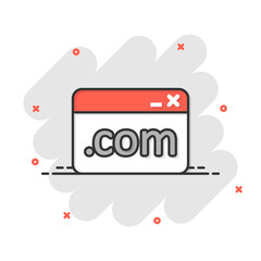 Wall Mural - website domain icon in comic style. com internet address cartoon vector illustration on white isolat