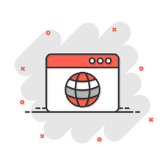 Wall Mural - website domain icon in comic style. global internet address cartoon vector illustration on white iso