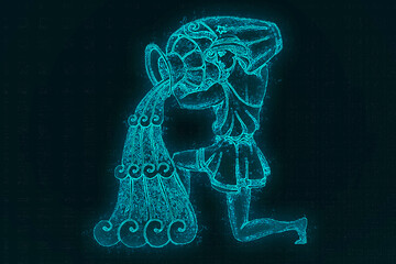 picture of aquarius horoscope sign in twelve zodiac with galaxy blue background