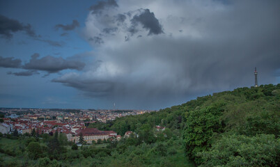 clouds and rain over the city - Prague, Czech republic