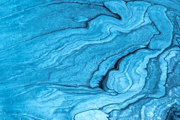 Wall Mural - abstract fluid art background light blue and black colors. liquid marble. acrylic painting with turq